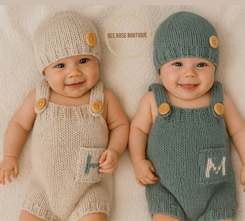 Monogrammed Knit Romper Set