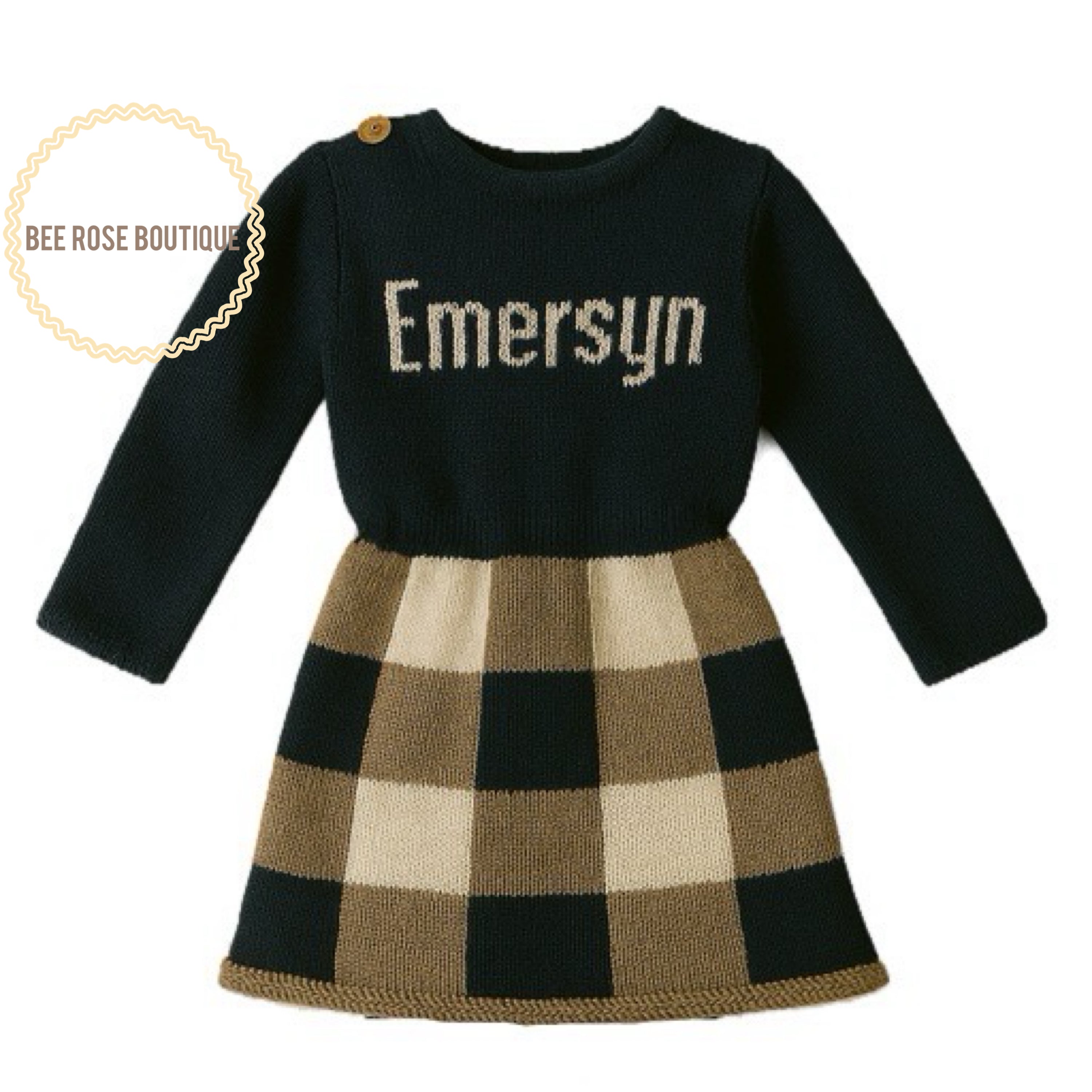 Custom Knit Plaid Dress