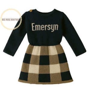 Custom Knit Plaid Dress