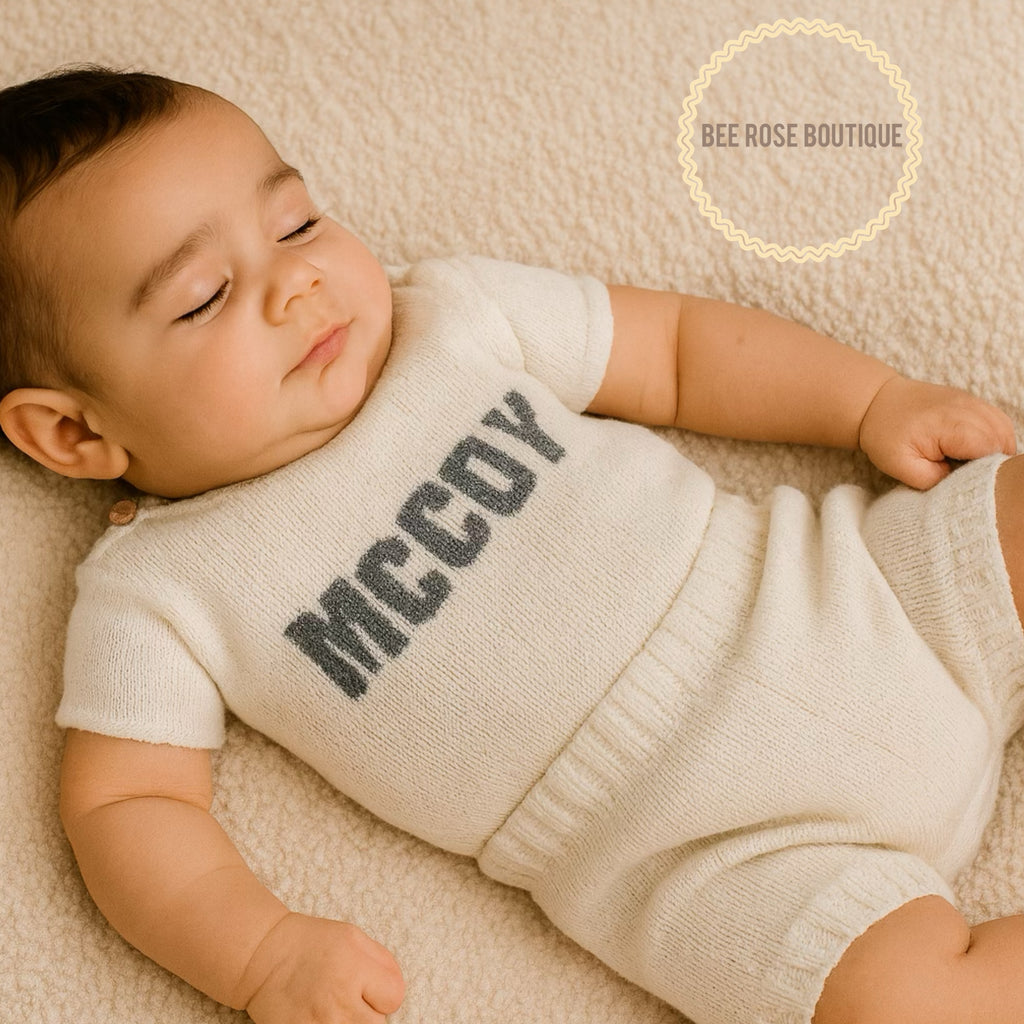 Custom Knit Onesie & Shorts Set