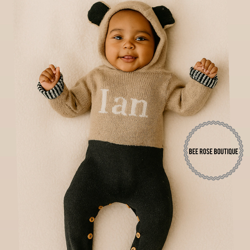 Custom Knit Bear Hooded Jumper