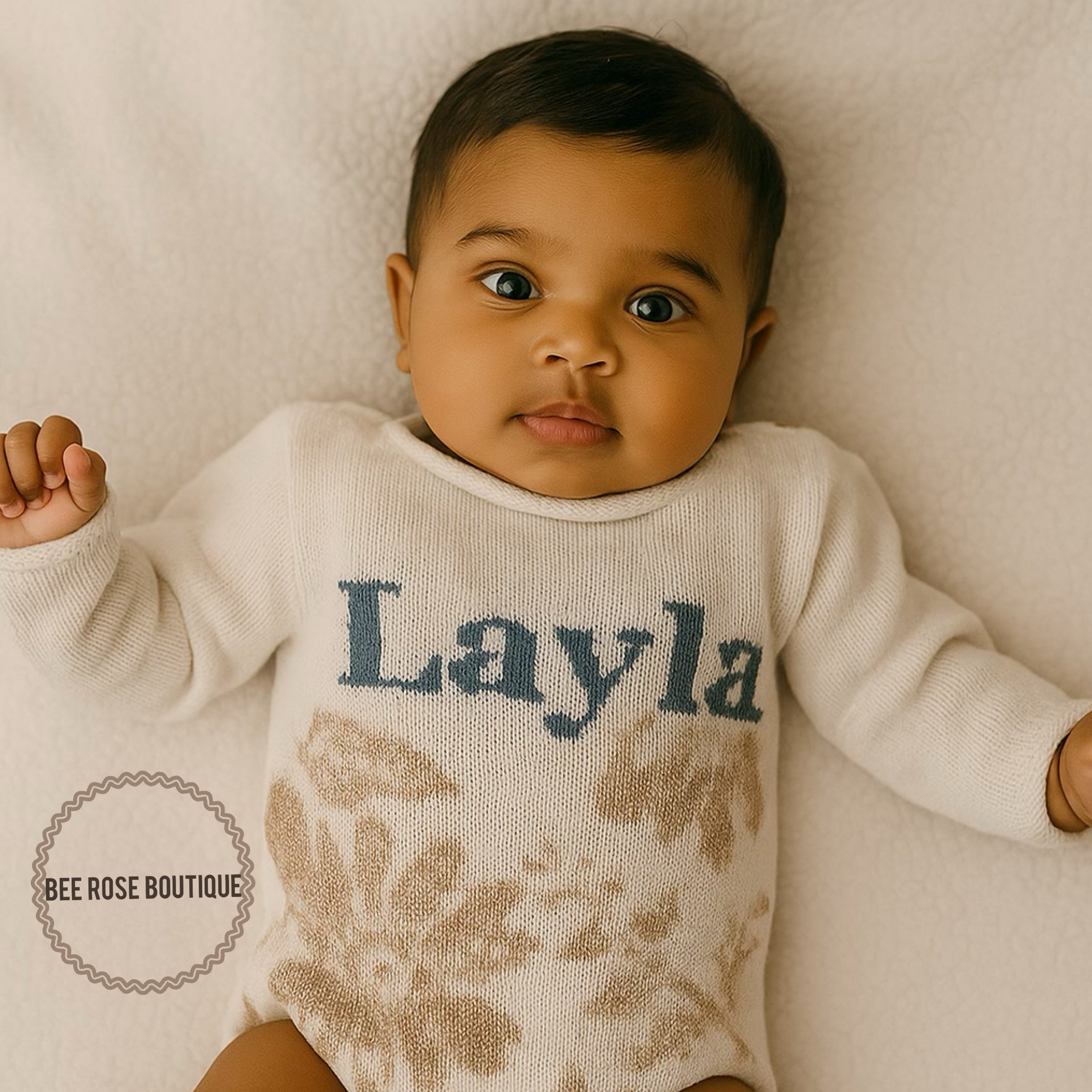 Girls Custom Knit Flower Onesie