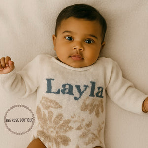 Girls Custom Knit Flower Onesie