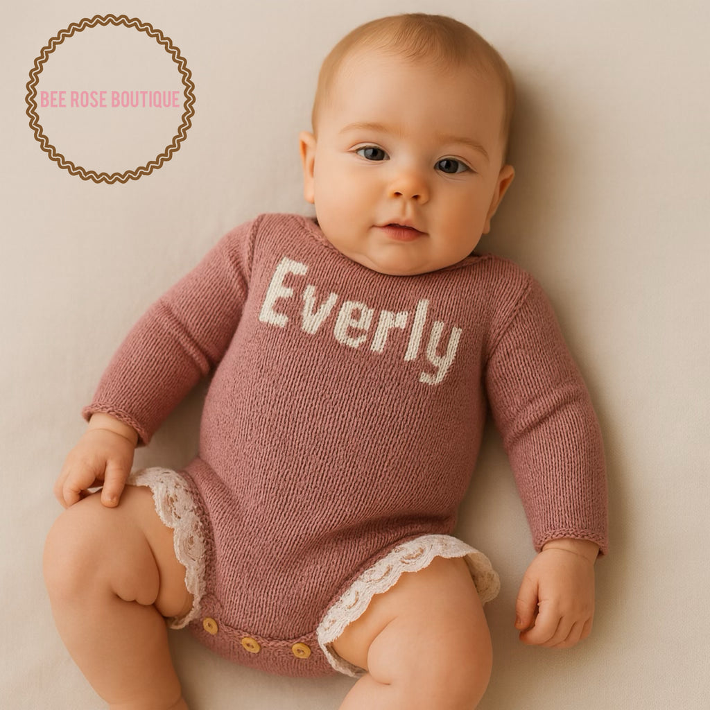 Girls Personalized Onesie | Lace Trim