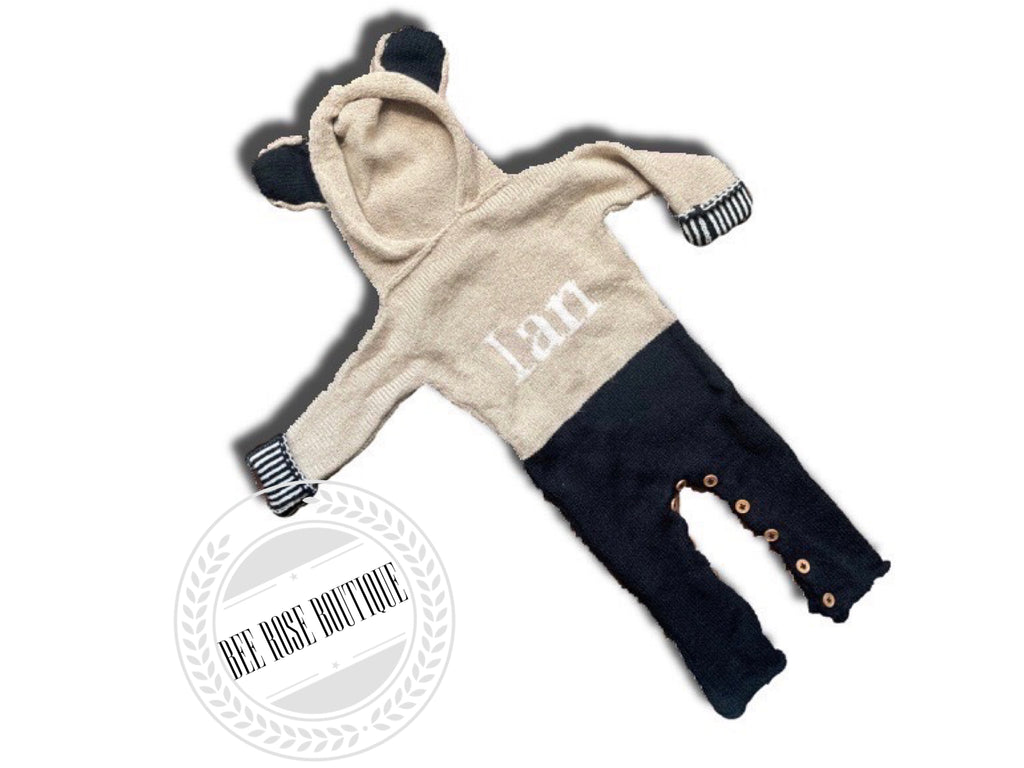 Custom Knit Bear Hooded Jumper