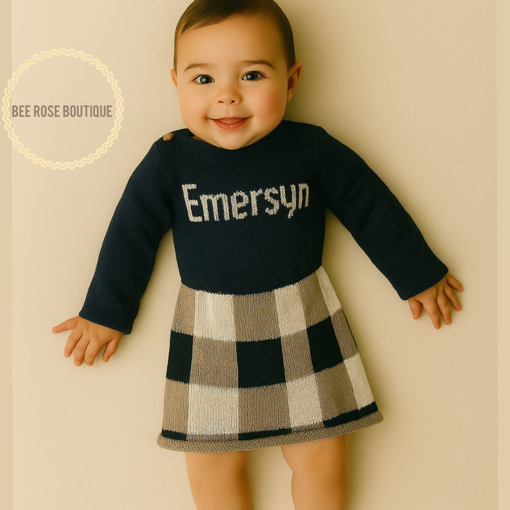 Custom Knit Plaid Dress