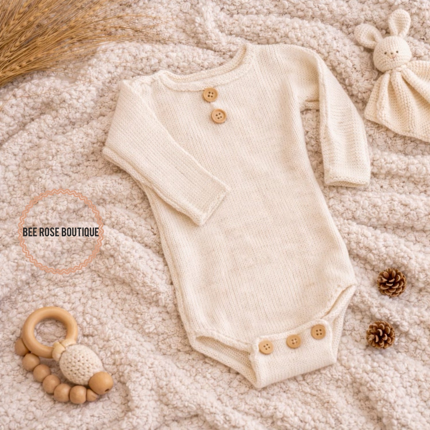 Long Sleeved Knit Button Onesie – Bee Rose Boutique