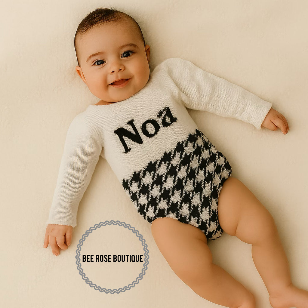 Girls Custom Houndstooth Onesie