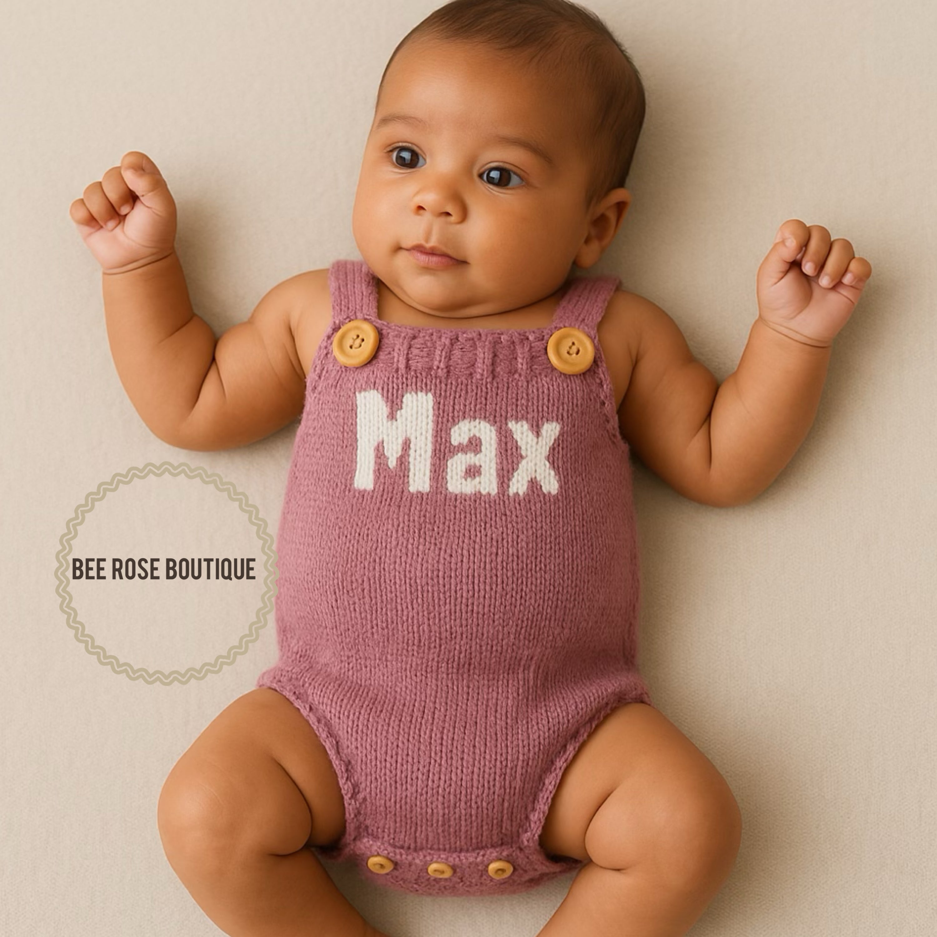 Personalized Knitted Overall Onesie