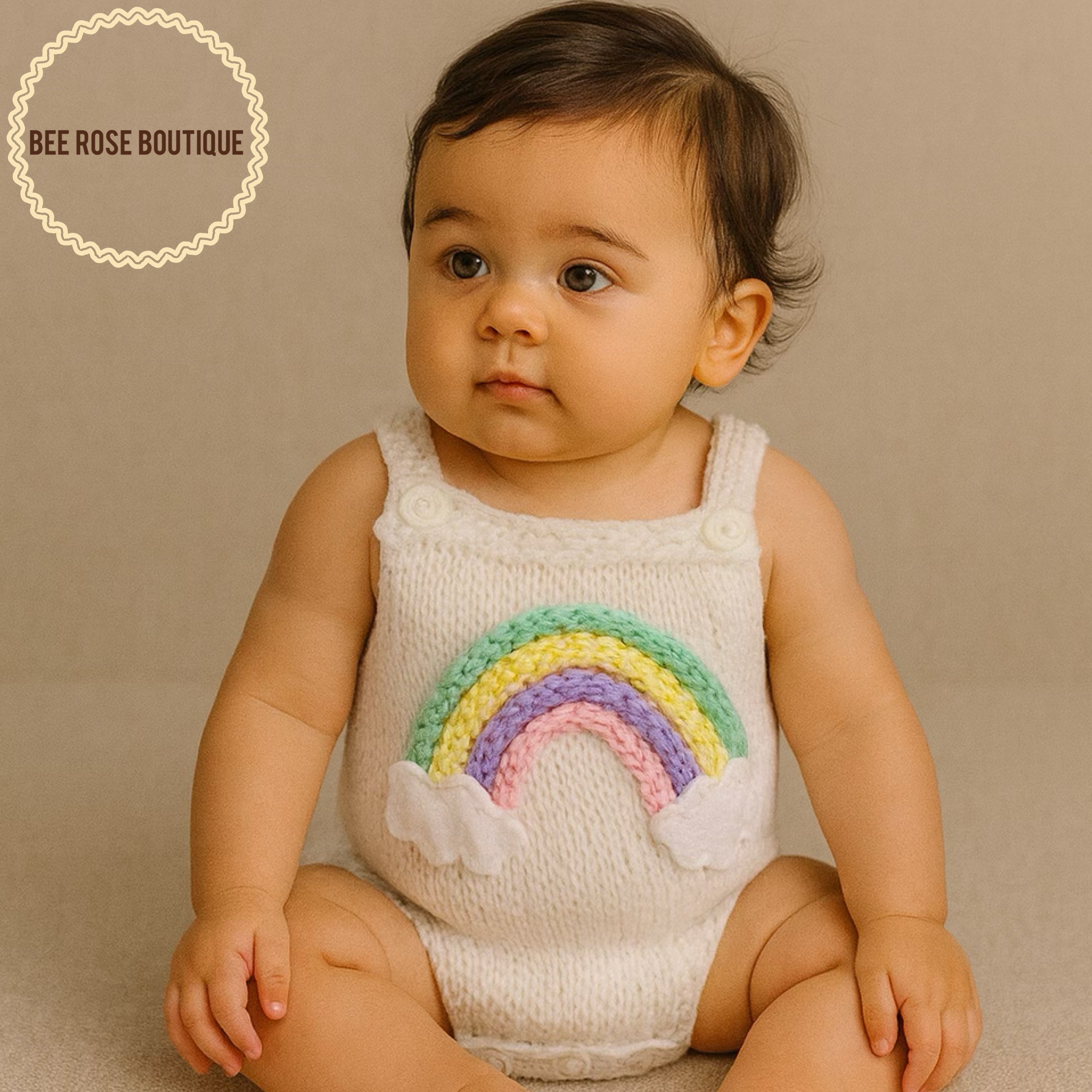 Knit Rainbow Romper