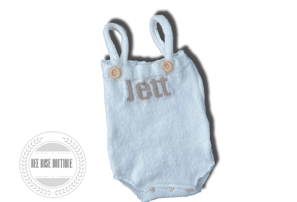 Personalized Knitted Overall Onesie