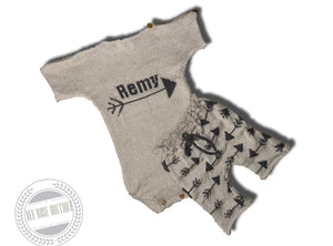 Personalized Knit Arrow Onesie & Shorts Set
