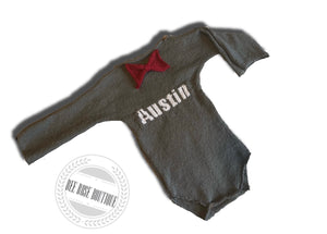 Custom Knit  Bow Tie Onesie